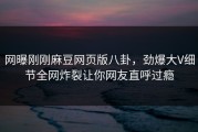 网曝刚刚麻豆网页版八卦，劲爆大V细节全网炸裂让你网友直呼过瘾