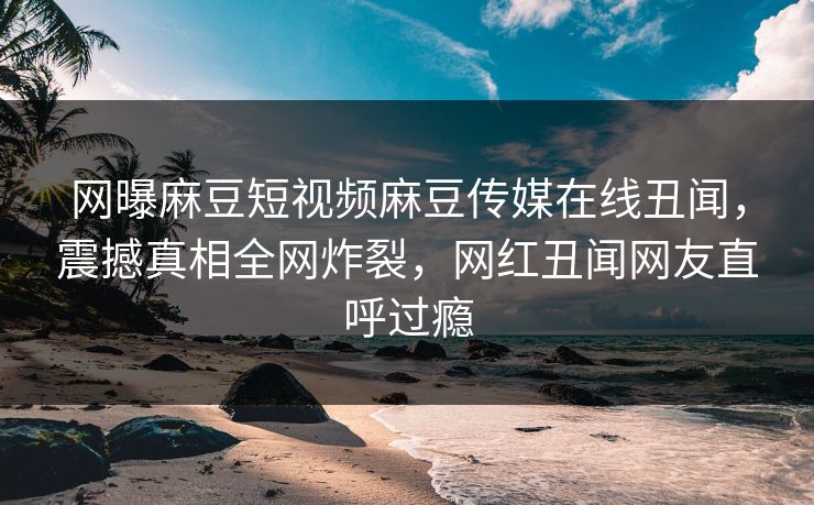 网曝麻豆短视频麻豆传媒在线丑闻，震撼真相全网炸裂，网红丑闻网友直呼过瘾
