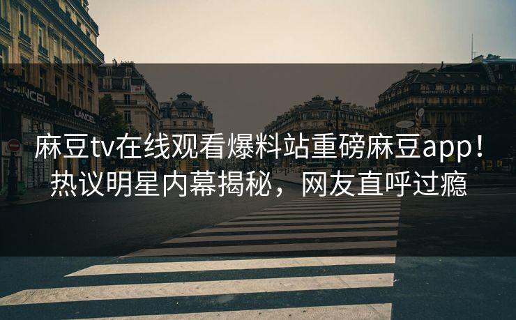 麻豆tv在线观看爆料站重磅麻豆app！热议明星内幕揭秘，网友直呼过瘾