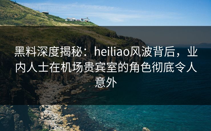 黑料深度揭秘：heiliao风波背后，业内人士在机场贵宾室的角色彻底令人意外