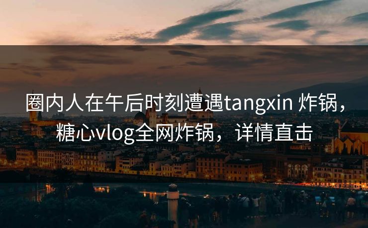 圈内人在午后时刻遭遇tangxin 炸锅，糖心vlog全网炸锅，详情直击