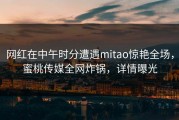 网红在中午时分遭遇mitao惊艳全场，蜜桃传媒全网炸锅，详情曝光