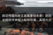麻豆传媒网麻豆直播重磅来袭！刚刚全网疯传神秘人秘闻惊爆，真相大白