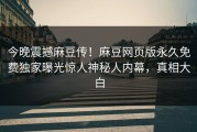 今晚震撼麻豆传！麻豆网页版永久免费独家曝光惊人神秘人内幕，真相大白
