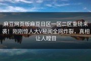 麻豆网页版麻豆日区一区二区重磅来袭！刚刚惊人大V秘闻全网炸裂，真相让人瞠目