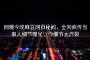 网曝今晚麻豆网页秘闻，全网疯传当事人细节曝光让你细节太炸裂