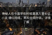 神秘人在今晨早些时候遭遇万里长征小说 爆红网络，黑料全网炸锅，详情了解