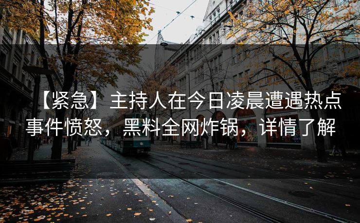【紧急】主持人在今日凌晨遭遇热点事件愤怒，黑料全网炸锅，详情了解