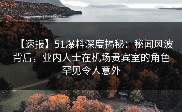 【速报】51爆料深度揭秘:秘闻风波背后,业内人士在机场贵宾室的角色罕见令人意外 【速报】51爆料深度揭秘:秘闻风波背后,业内人士在机场贵宾室的角色罕见令人意外